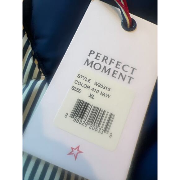 NWT Perfect Moment Womens Navy Pirtuk Striped Quilted Down Ski Jacket SZ XL New - Picture 5 of 13